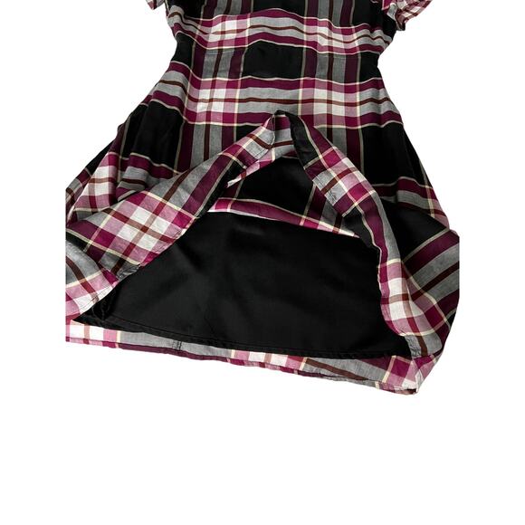 LOFT Women's Petit Mini Dress Short Sleeves Size 00P Plaid - Picture 5 of 10